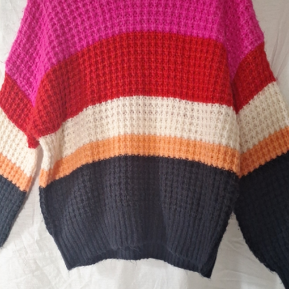 3/$20--Cable Knit Crewneck Sweater, Striped, Oversized, Universal Sz 10, NWOT - Picture 7 of 11
